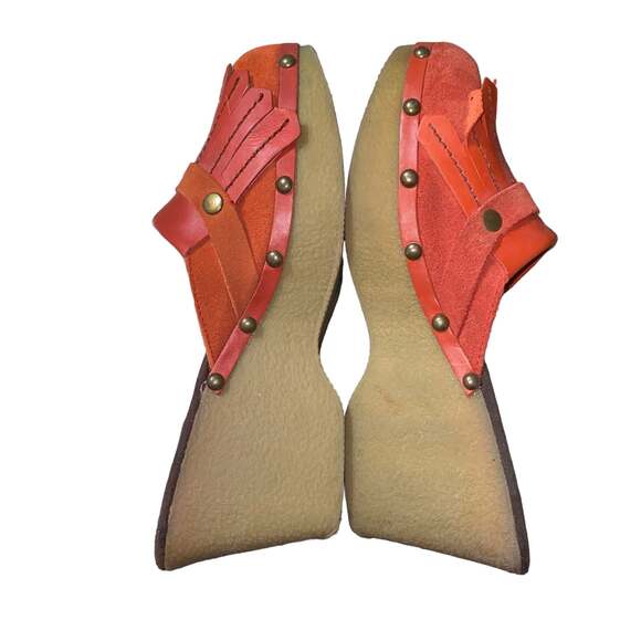 Tommy Girl Chunky y2k western mule clogs leather upper rubber sole suede size 8 - Picture 7 of 9